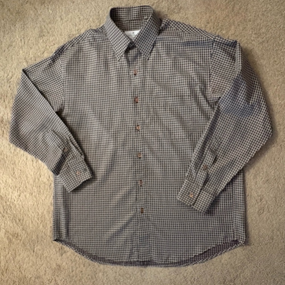 Men’s Courrèges Homme Brown Check Dress Shirt size 16.5 42 100% cotton